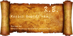 Kozicz Boglárka névjegykártya